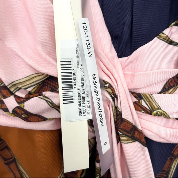 NWT Jonathan Simkhai Runway Saddle-Print Asymmetric Scarf Midi Dress size 6 - Picture 9 of 11